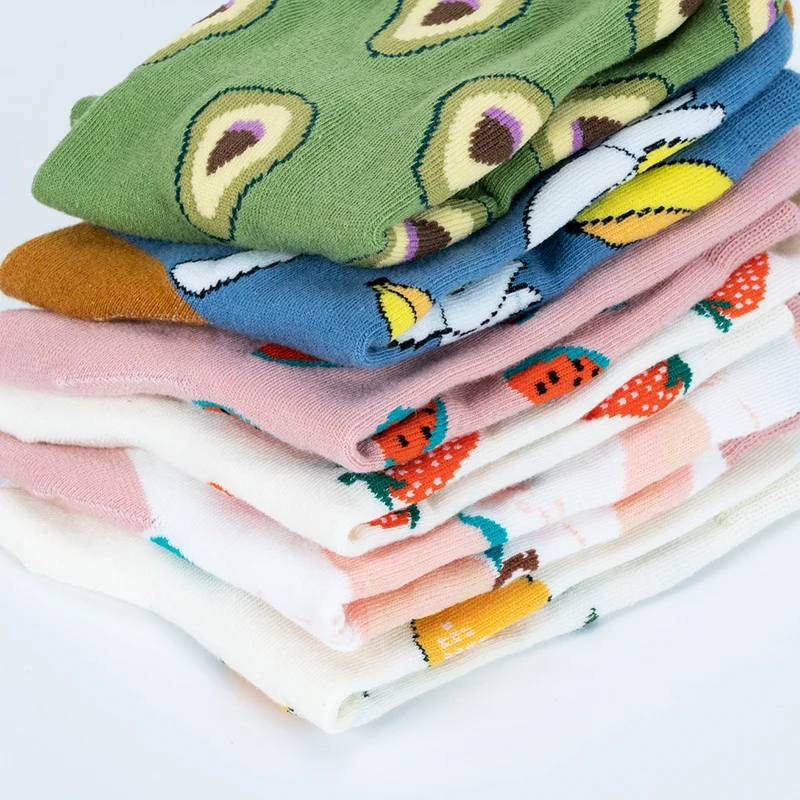 

1 Pair of Cute Cartoon Women's Pure Cotton Socks Long Animal for Ladies Funny Bear Fashion Colorful Kawaii Full Harajuku Sock