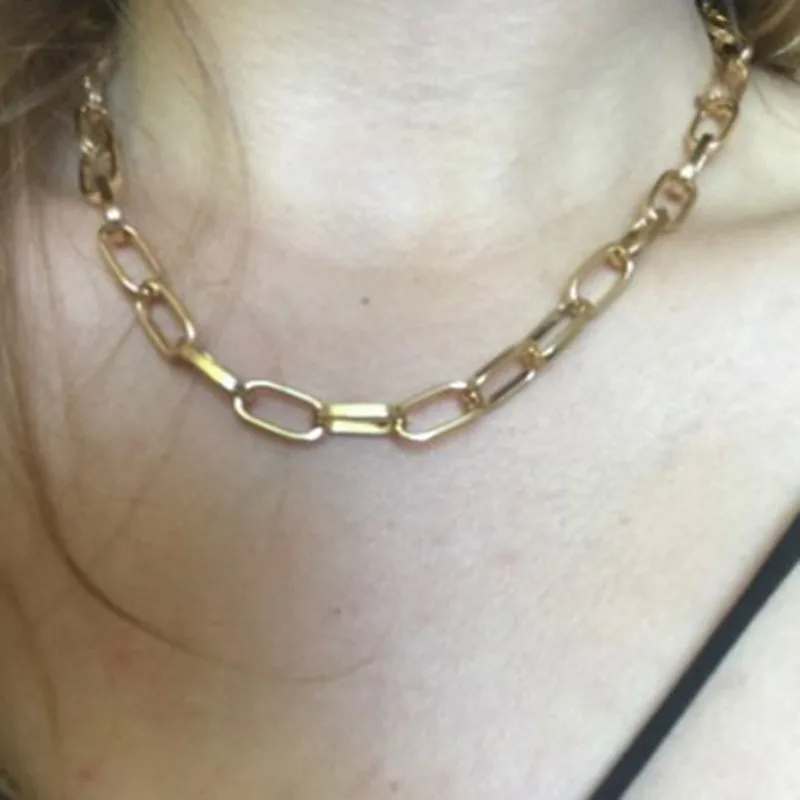 

Punk Miami Cuban Choker Necklace Collar Statement Hip Hop Big Chunky Aluminum Gold Color Thick Chain Necklace Women chocker 2020