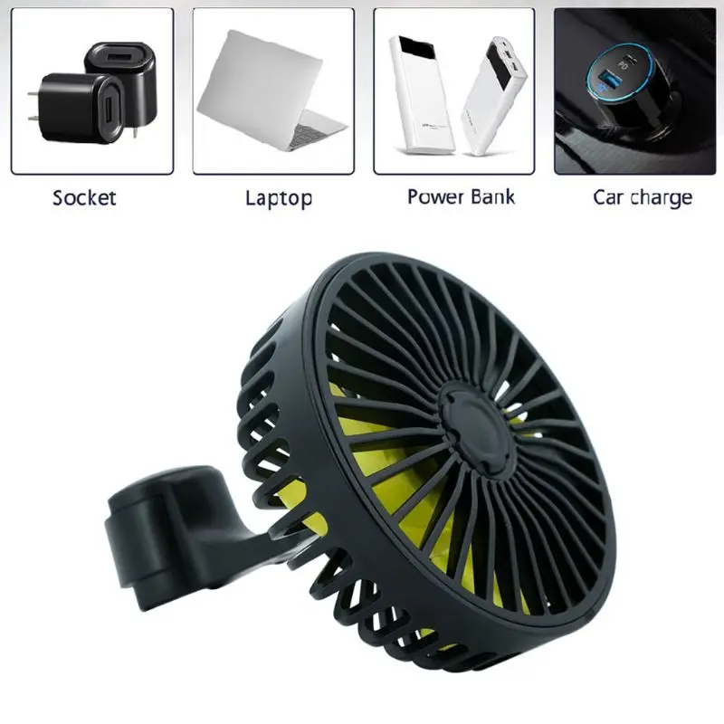 

B2RD Universal Car Hook Car Back Seat Headrest 3 Speed 5V USB Fan With Switch Air Cooling Fan for Car SUV Boat