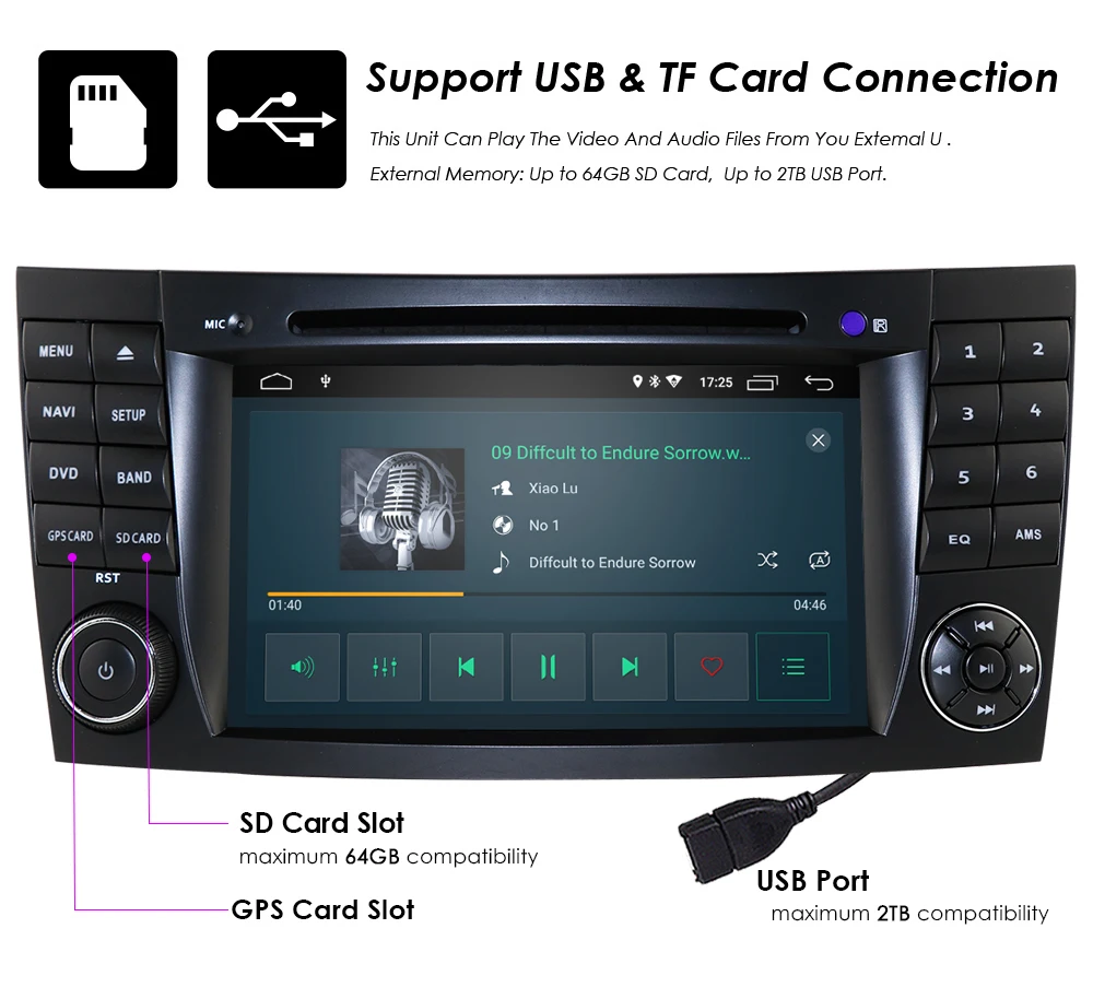 Android 9 0 7 &quotGPS Navi автомобильный DVD радио плеер стерео для Mercedes-Benz W211 G ClS Руль Bluetooth