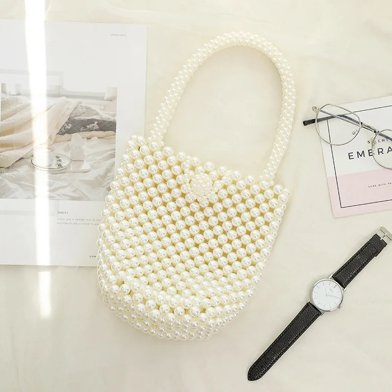 

PADEGAO 2020 Fashion Braided Bag Accessories 1 Set Beaded Bags Materials Two Handles White Bags DIY Accessories Gifts