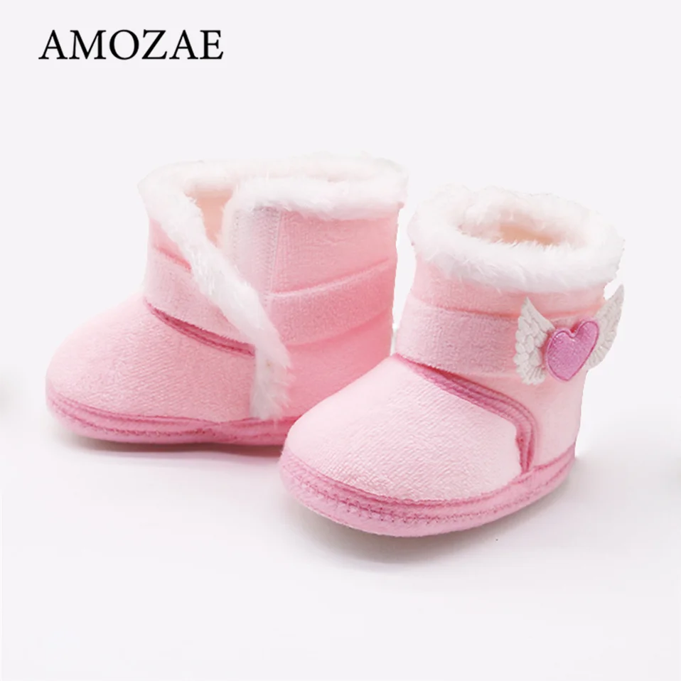 Обувь для новорожденных девочек Однотонные зимние ботинки с высоким берцем