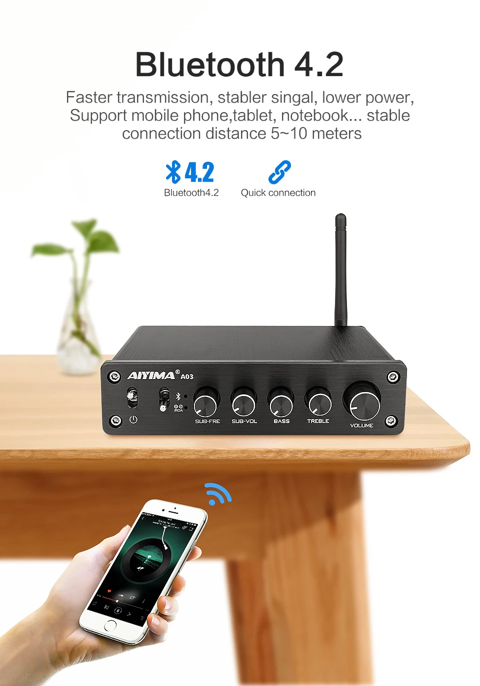 AIYIMA TPA3116 2,1 канальный 50 Вт x 2+ 100 Вт высокомощный Bluetooth цифровой усилитель сабвуфер HIFI Amplificador аудио усилители