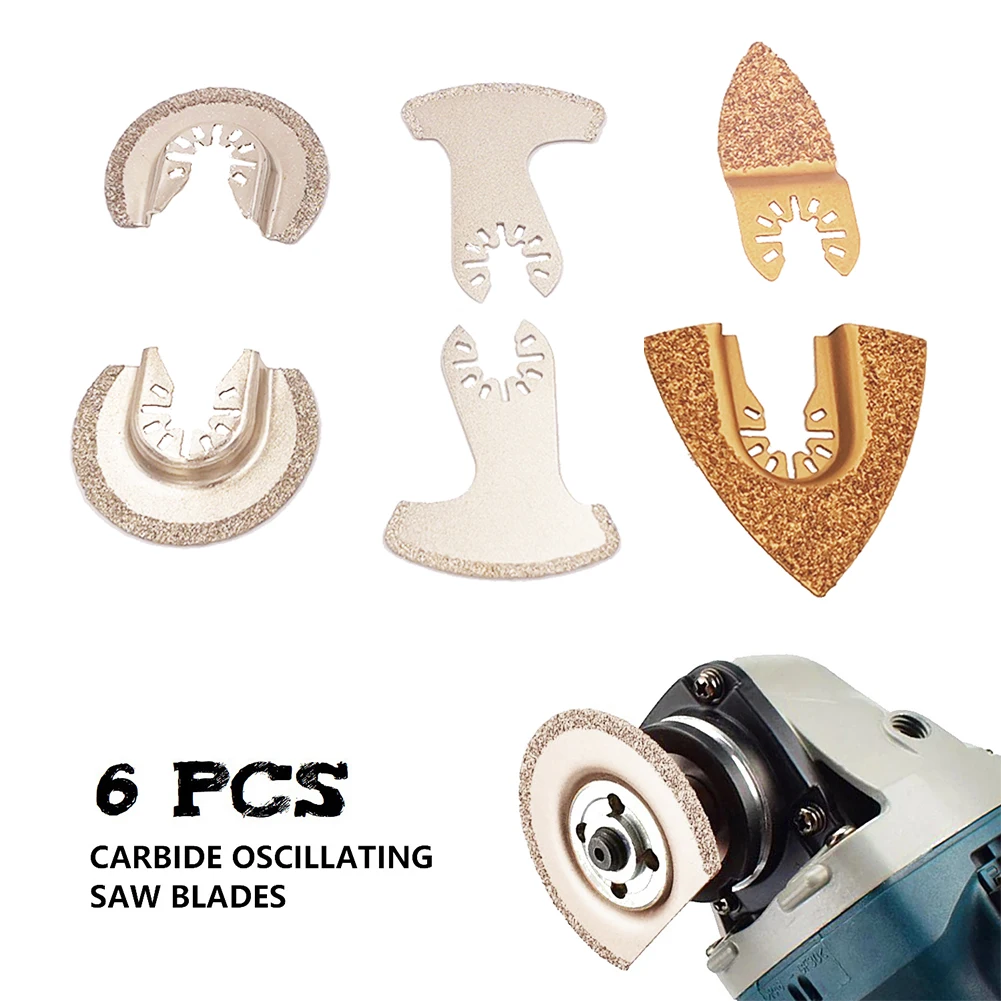 

6pcs Shaping Saw Blades Professional Grinding Cemented Carbide Power Tool Oscillating Blade Set Tiles Repair Practical Sanding