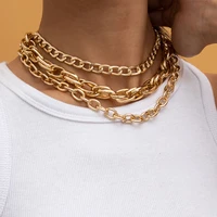retro clavicle chain hip hop ladies necklace exaggerated geometric cross twist chain necklace set wedding party jewelry 2021 new