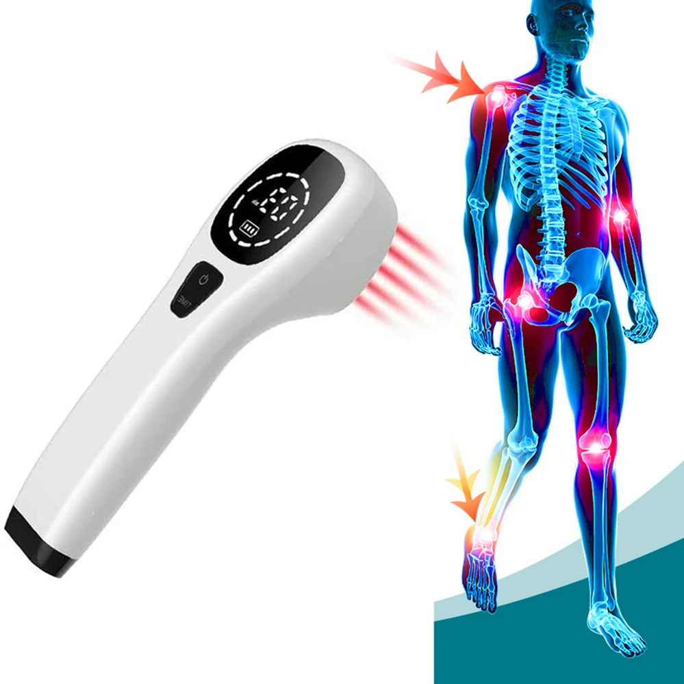 Медицинский холодный лазер для акупунктуры многофункционального облегчения боли физической светотерапии 808 нм 650 нм 660 мВт Сильная мощность включена.