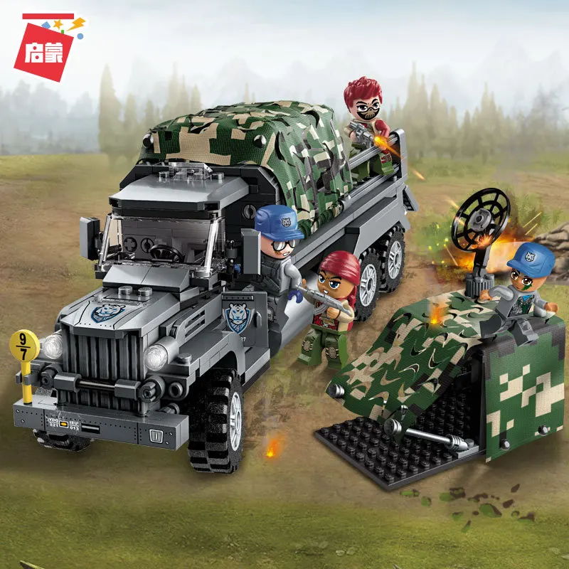 

386Pcs Building Block 1727 Military Series Latent Personnel Carrier Assembly Model Boy Small Particle Assembly Toy Gifts