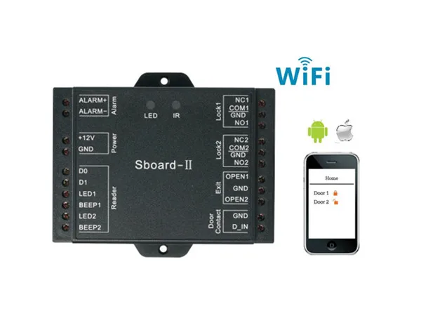 Sboard-II Wifi Mini Two-door Controller Remote Open Door By Mobile Support Wiegand 26~37bits Reader Access |
