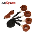 SMSPADE БДСМ кожаный бондаж секс-игрушки для пар искусственные наручники + манжеты и маска на глаза