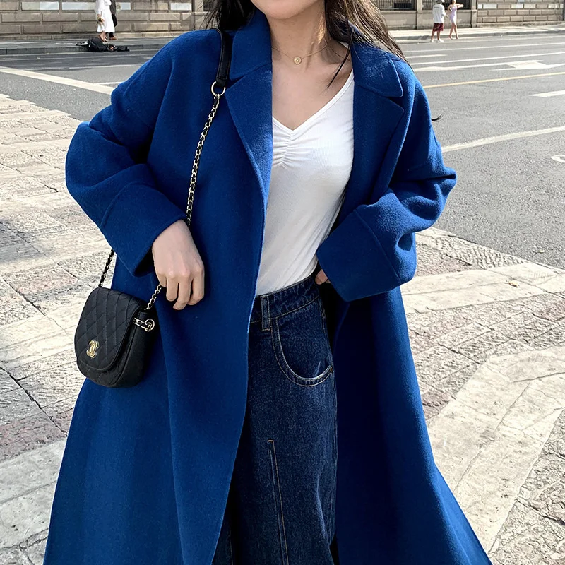 

Далянь кашемировое осенне-зимнее пальто 2021 Новое пальто женское двухстороннее твидовое пальто шерстяное длинное двухстороннее твидовое п...