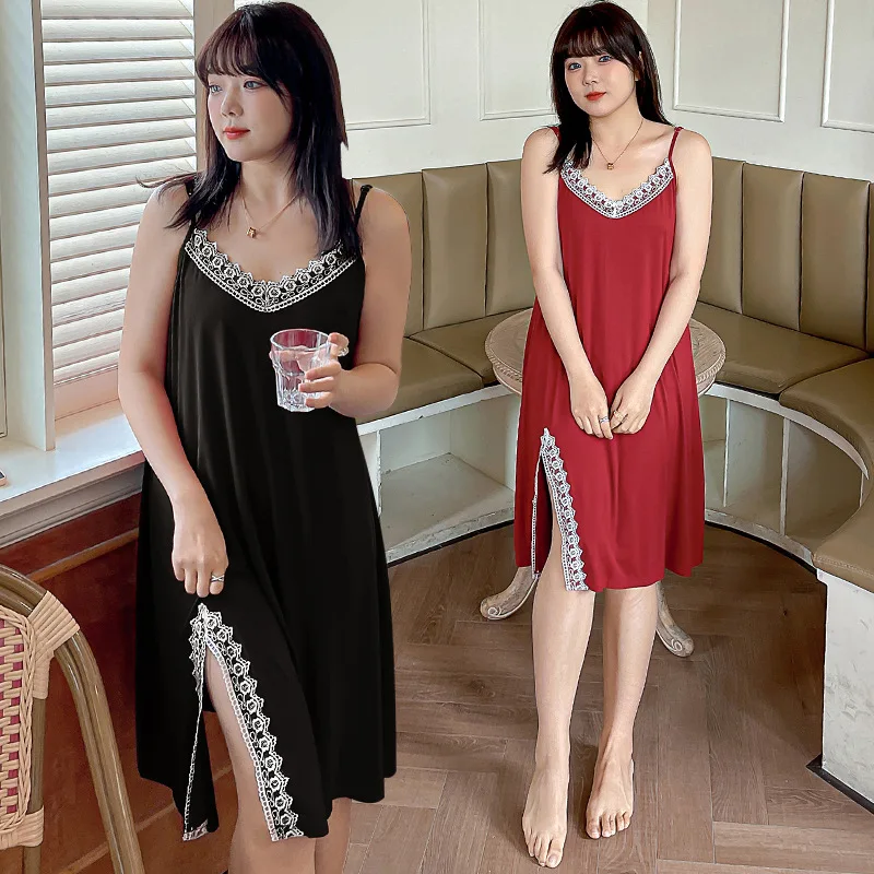 

Женское летнее платье с v-образным вырезом, однотонное кружевное платье на бретельках размера плюс, Повседневное платье длиной до колена, 100 ...