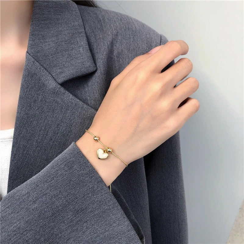 

Korea Fashion Love Pendant Bracelet Ladies Simple And Exquisite Gold Chain Cuff Bracelet Party Jewelry Anniversary Gift