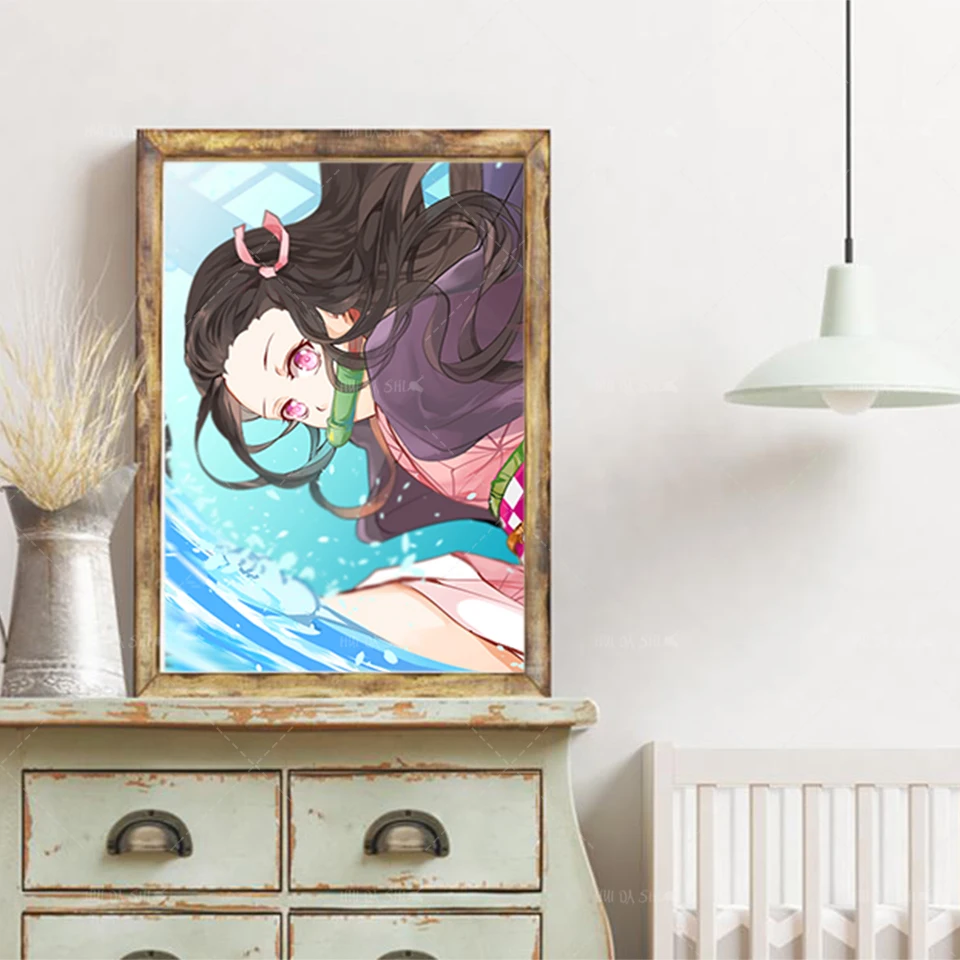 

Japanese Anime Demon Slayer: Canvas Painting Posters and Printmaking Mural Art Children Mural Frame Living Room Home Decoration