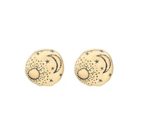 uno round stud earrings for women vintage texture sun moon star minimalist studs earring jewelry
