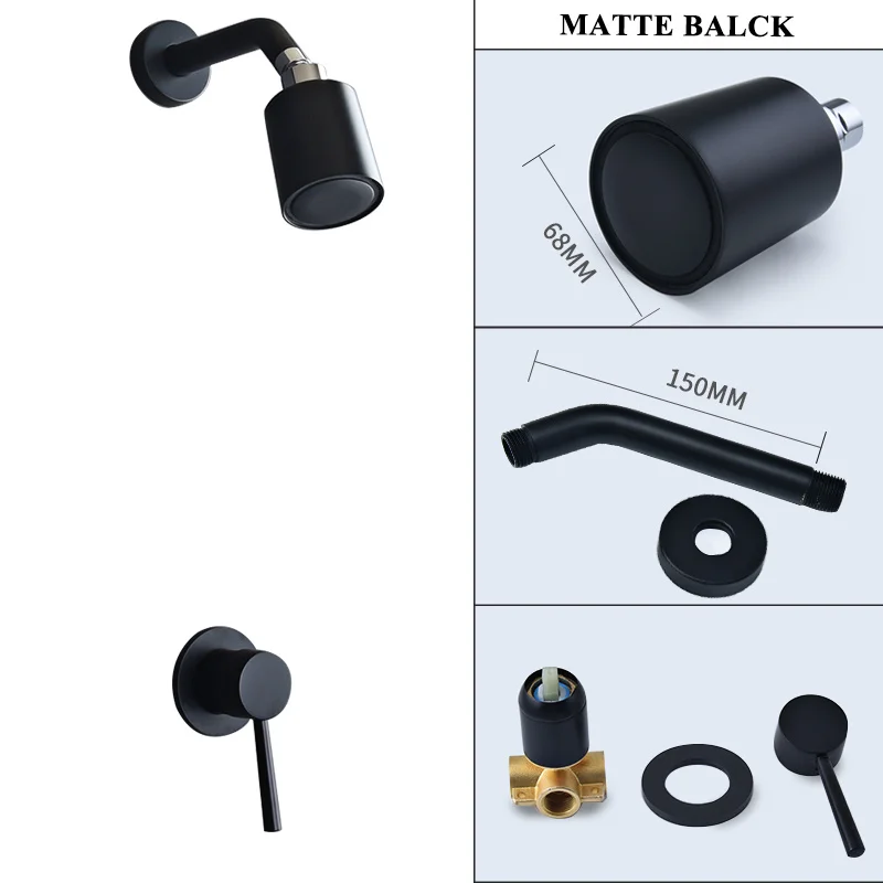 Бесплатная доставка черный скрытый смеситель для душа набор латунь насадка с