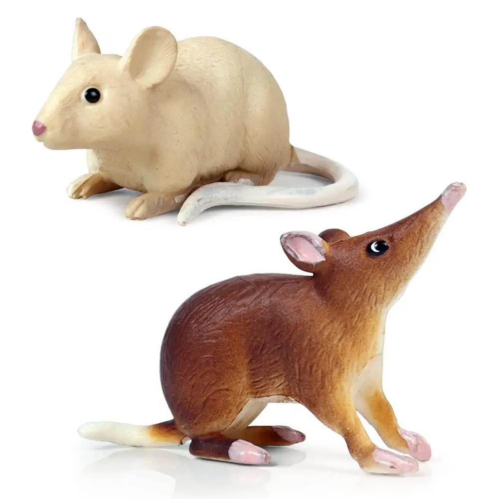 Figuritas de decoraci&oacute;n para el hogar, figuritas en miniatura de PVC, de pl&aacute;stico, de rat&oacute;n blanco y negro simulado, figuritas de juguete para Halloween-0