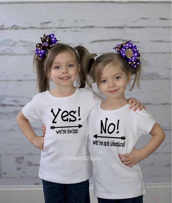 

Baby clothes Yes We Are Twins yes No We Are Not Identical White Kids Tshirt Twins BabyBoys Girls Birthday Gift Twin Clothing