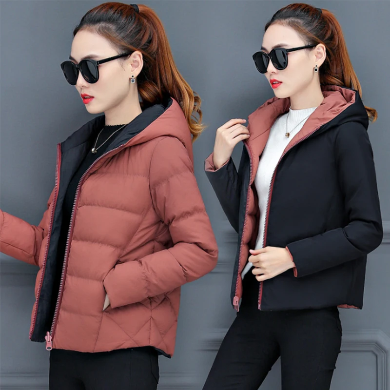 

Camel Black Winter Women Clothing Wear With Both Sides Warm Hooded Lady Coats Female Jackets Outwear Plus Size 4XL Women's Coats