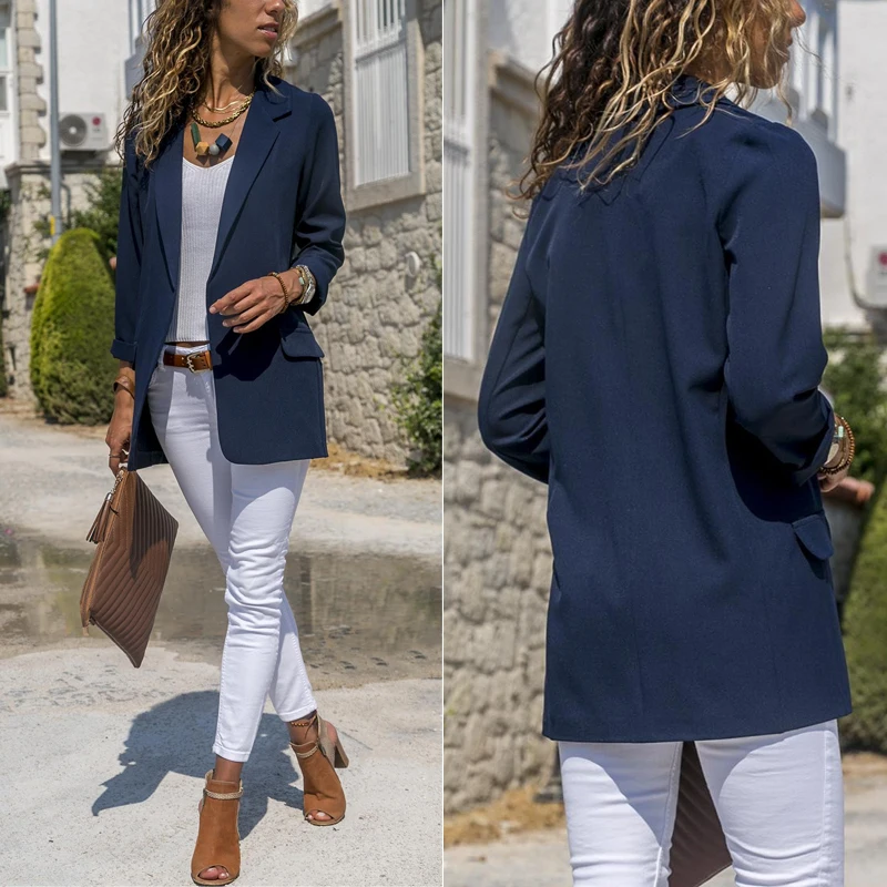 Женский блейзер с длинным рукавом женский костюм куртка розовый синий белый