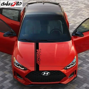 Стильные автомобильные наклейки на капот, спортивные полоски, декоративные наклейки для Hyundai Veloster, автомобильные наклейки на двигатель, виниловые наклейки, аксессуары