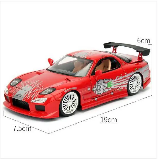 1:24 Mazda RX7 модель автомобиля из сплава, высокая имитация ралли гоночный спортивный автомобиль игрушка, скользящая функция модель автомобиля