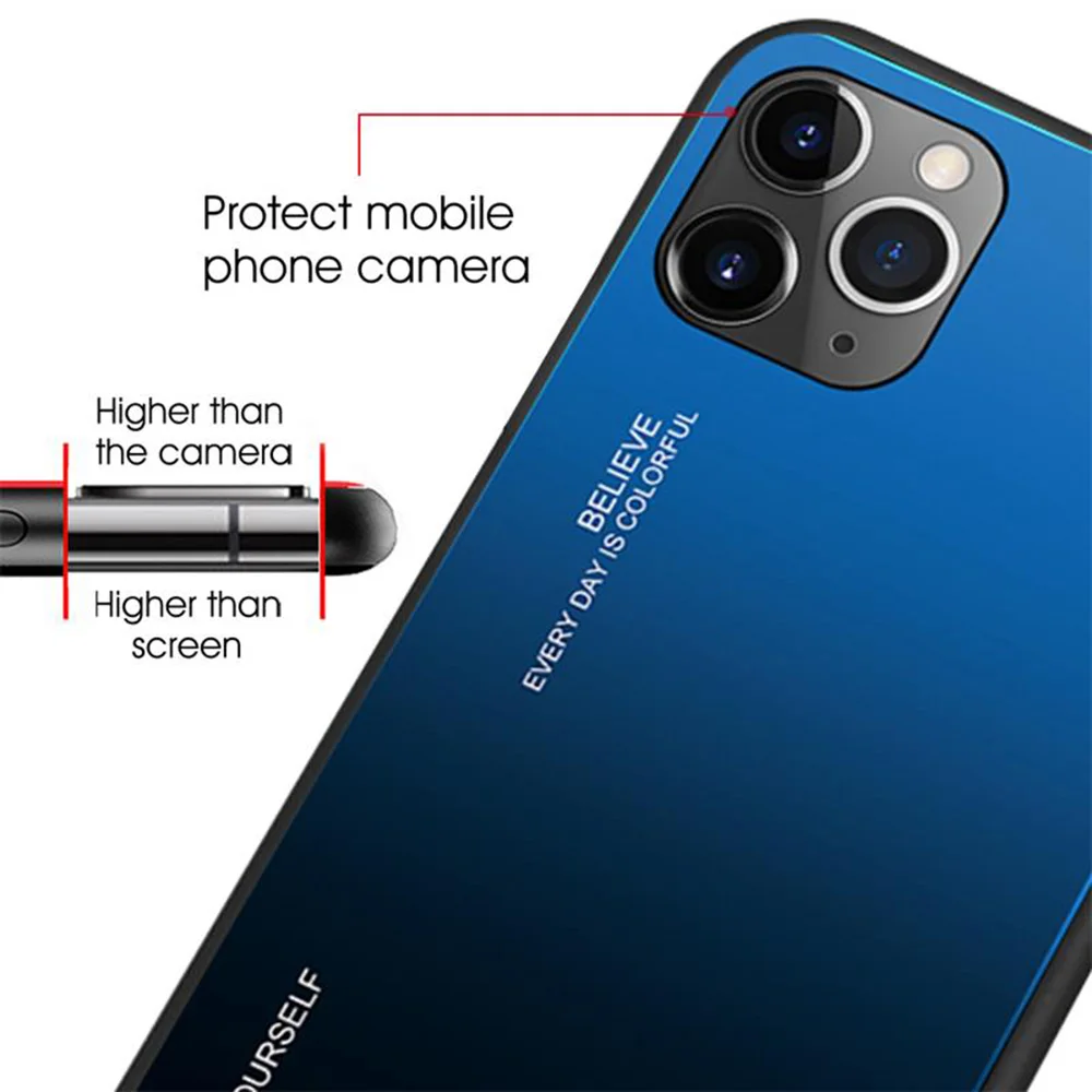 Роскошный градиентный чехол из закаленного стекла для телефона iPhone 13 12 11 Pro Max XR X XS