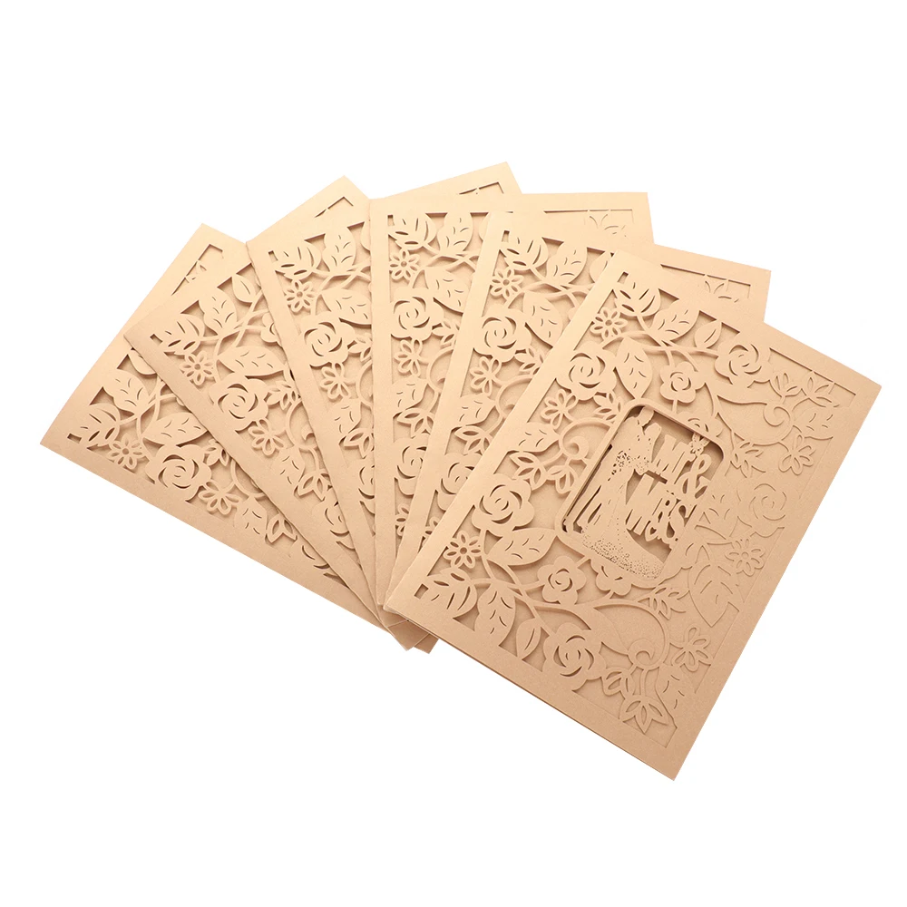 Свадебные Приглашения карты Золотая лазерная резка выдалбливают