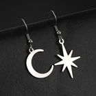 Женские серьги-подвески Sipuris, из нержавеющей стали, с Луной и звездой, ассиметричные серьги, ювелирные украшения, подарок на Рождество, новинка 2021