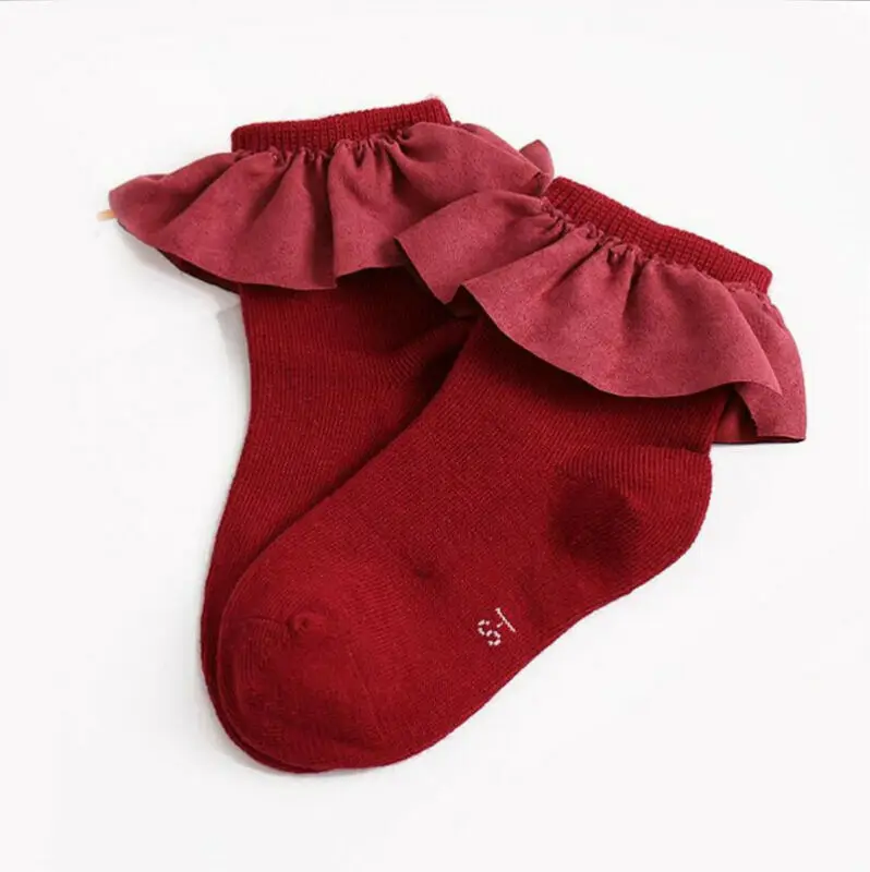 

Goocheer 5 Color kid short socks with lace welt funny happy knitted infant newborn toddler baby socks for girls age 2-8 year old