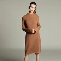 loose o neck pullover female knitted dress autumn winter solid knitted cotton sweater dresses women fashion vestidos feminino