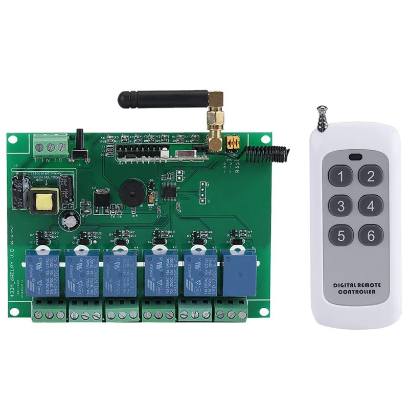 

110-240V 6 Channel RF Relay Module Board Control Switch 6-channel RF Receiving Controller High Stability 6 Channel Relay Module