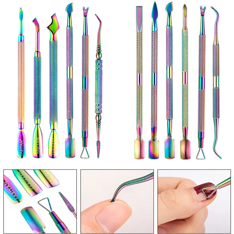 6 шт. профессиональные толкатели для кутикулы нержавеющая сталь|Пушеры кутикулы|