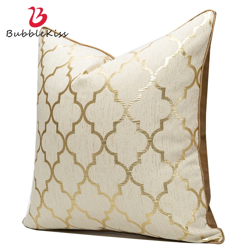 

Bubble Kiss Cushion Cover Diamond Lattice Champagne Gold Bedroom Bedside Sofa Home Decoration Comfortable Backrest Pillowcase