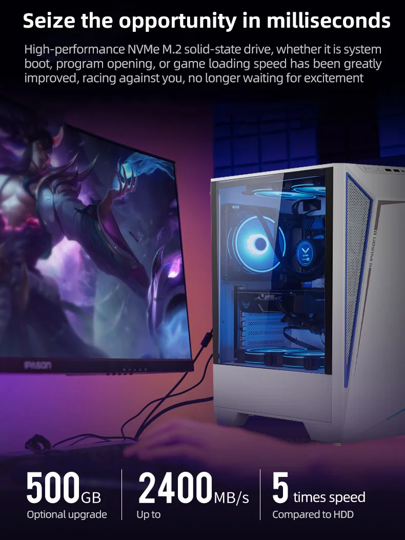Игровой Компьютер IPASON Field S5 R5 2600 8G 256G 1050TI/1650/1660S Настольный сборный компьютер для