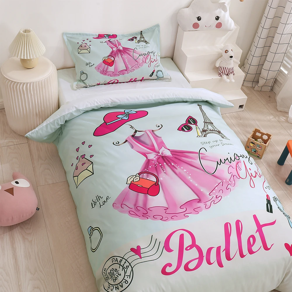 

Little Princess Dress Pattern Family Bedroom Decoration Duvet Cover (including Pillowcase) Single/double/queen 2/3PS For Girls