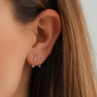 rhinestone asymmetric earrings korean creative back hanging question models earrings personality piercing earring sets jewelry