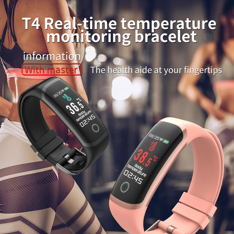 

T4 body temperature smart fitness bracelet sports smart watch ip67 waterproof pedometer fitness tracker blood pressure