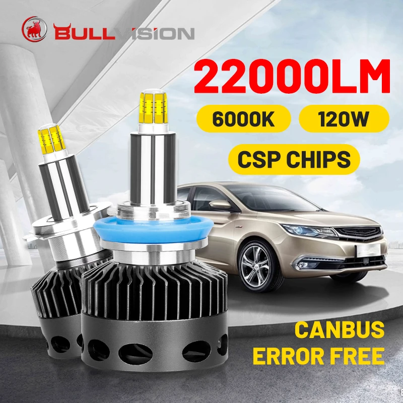

Светодиодная фара Bullvision H11, 360 лм, 9005 градусов, чипы CSP, D1S, D2S, D3S, D4S, D2H, H7, H1, 9006, 120, H8, H9, HB3, HB4, CAN-шина без ошибок, Вт