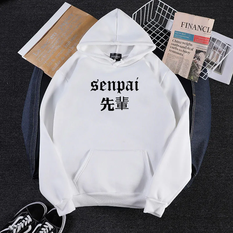 Mujer Японская уличная одежда Senpai толстовка с капюшоном Толстая Толстовка большого