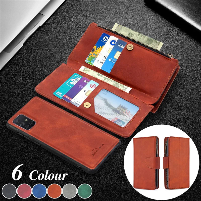 Чехол-кошелек для Samsung Galaxy A50 A70 A40 A30 A20 A10 A71 A51 A41 кожаный на молнии - купить по