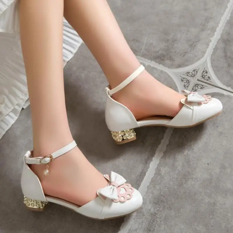 

RIZABINA Size 31-43 Women Sandals Bowknot Buckle Strap Fashion Summer Shoes Woman Round Toe Casual Daily Lady Party Footwear