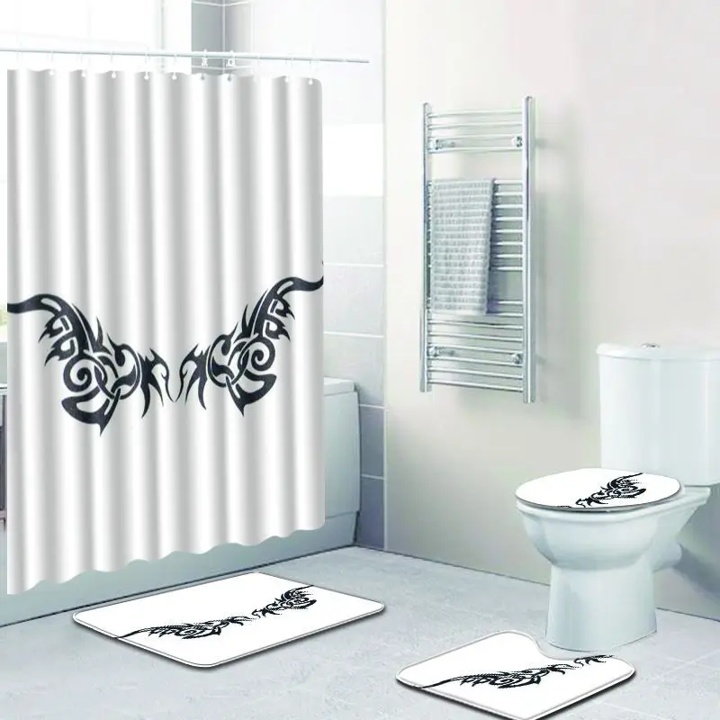 

Zeegle Shower Curtain Set with Toilet Rug Waterproof Curtains Bathroom Pedestal Rug Lid Toilet Cover Bath Mat Set Washable Rug