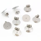 Без выцветания 100 шт.лот пустые серьги из нержавеющей стали подходят 12 мм Кабошон Камея Настройки DIY аксессуары для изготовления ювелирных изделий