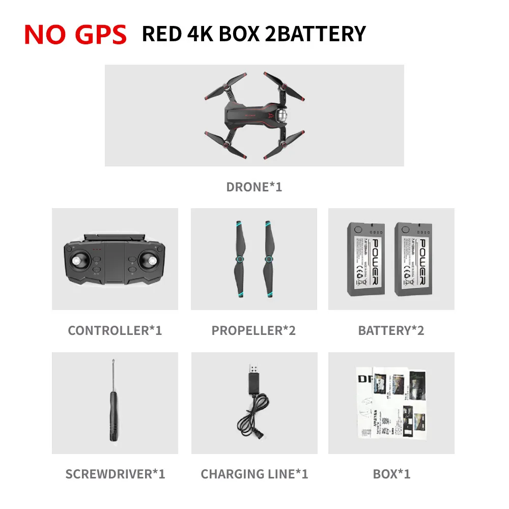 NO GPS RED 4K BOX S20 gps Дрон с 4K HD двойной X50 зум Камера оптический поток жестов фото RC вертолет Профессиональный Дрон Квадрокоптер VS SG907 E58 - Цвет: NO GPS RED 4K BOX