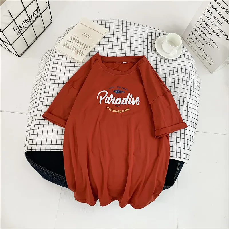 

GoneGoing 2020 New Fashion Letter Print Street Loose Tshirt Short Sleeve O Neck Tees Top 0802