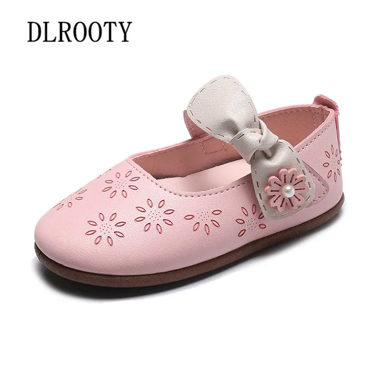 Children Shoes Bow-knot Flower Sport Girl Sneakers Kids Casual Hook & Loop Child Flat Leather Soft Running Dance Autumn Spring