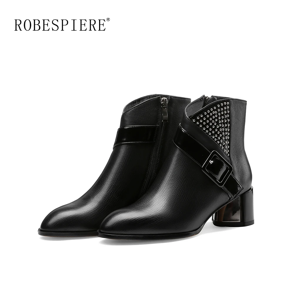 ROBESPIERE/2019 г. Осенне-зимние ботильоны с острым носком обувь из высококачественной