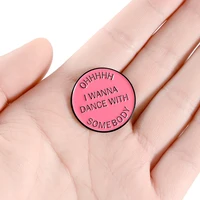 fashion jewelry i wanna dance enamel pin custom round pink badge magnetic brooch for bag clothes lapel pin
