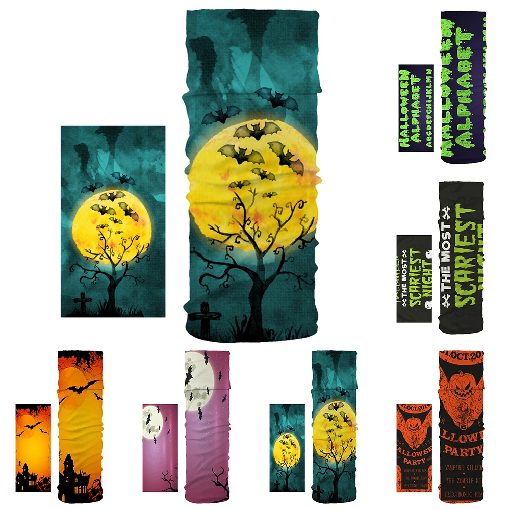 Летучая мышь тыква узор на Хэллоуин голова/лицо/маска шея бандана шарф двойное