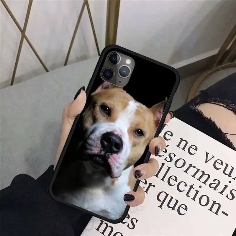 

Black White Pit Bull Lovely Pet Dog Phone Case For iphone 8 11 12 Redmi note 8 9 s huawei p 30 pro lite plus cover shell funda